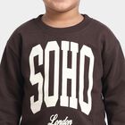 Boys' Brown Crew Neck Graphic Print Sweatshirt, Brown, small