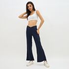 Women's Deep Navy Blue Solid Crossover Waist Pyjama, Navy Blue, small image number null