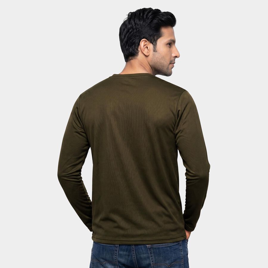Men's Olive Green Crew Neck Regular T-Shirt, ओलिव, large