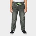 Boys' Olive Regular Fit Elastic Waist Jeans, ओलिव, small