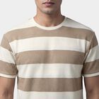 Men's Brown Round Neck Casual T-Shirt, Brown, small