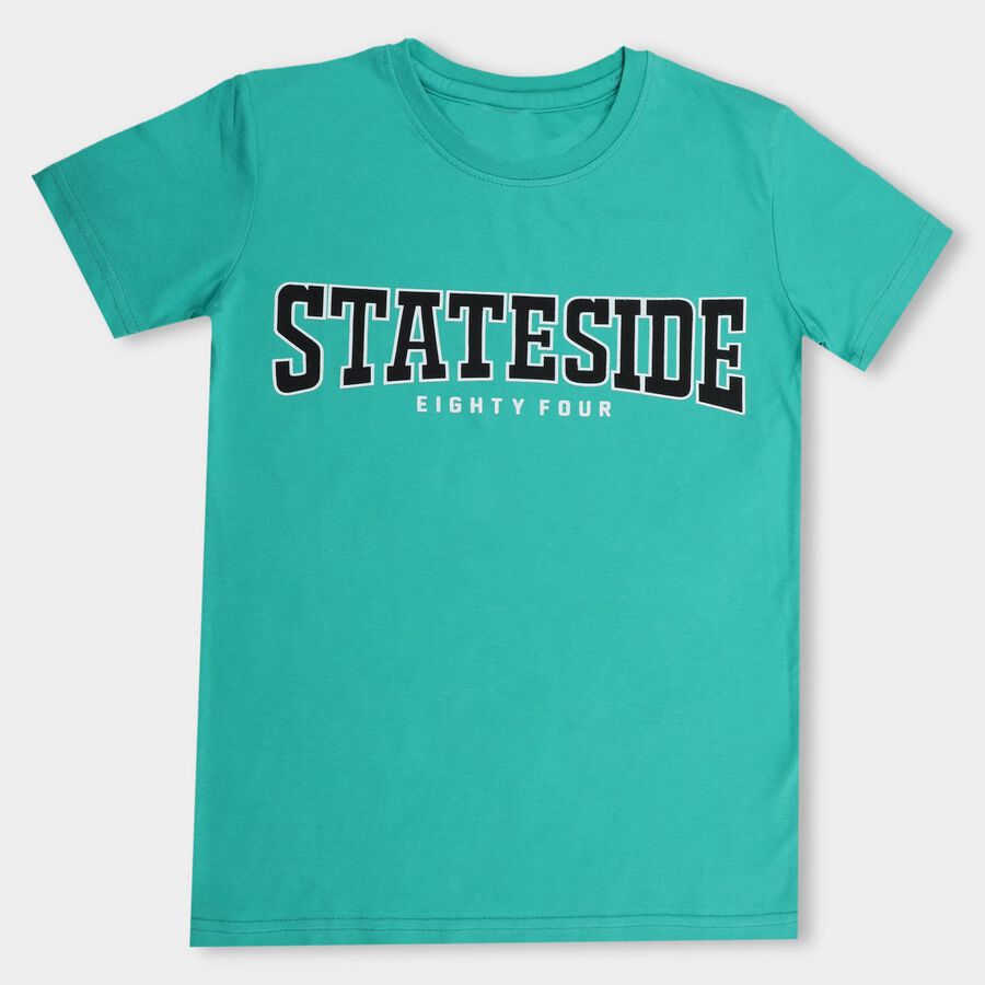 Boys' Half Sleeves T-Shirt , गहरा हरा, large image number null