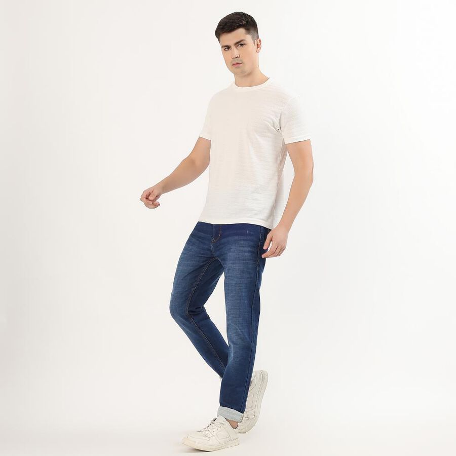 Men's Deep Indigo Blue Slim Fit Jeans, मध्यम नीला, large image number null