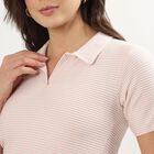 Women's Light Pink Polo Neck Preppy Polo T-Shirt, हल्का गुलाबी, small