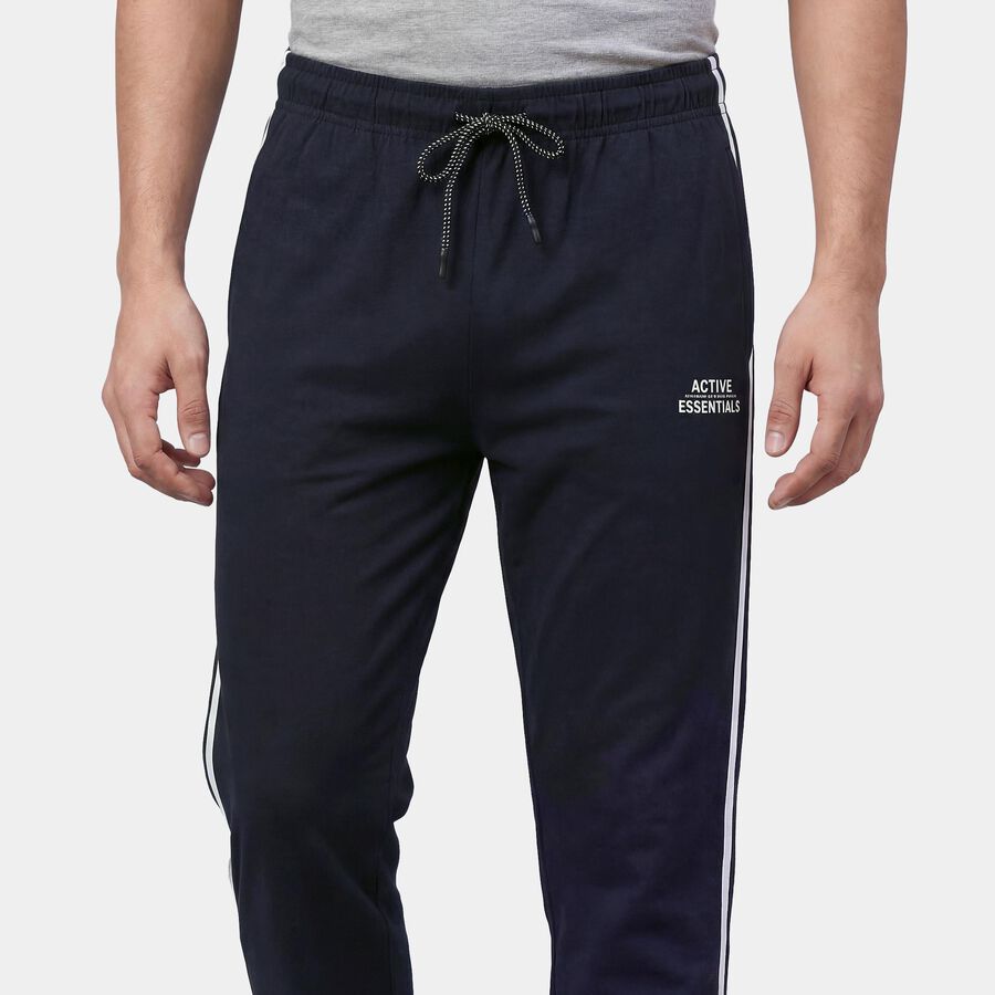 Men's Navy Blue Regular Fit Cuffed Track Pants, नेवी ब्लू, large