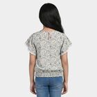 Girls White Round Neck Regular T-Shirt, ऑफ व्हाइट, small