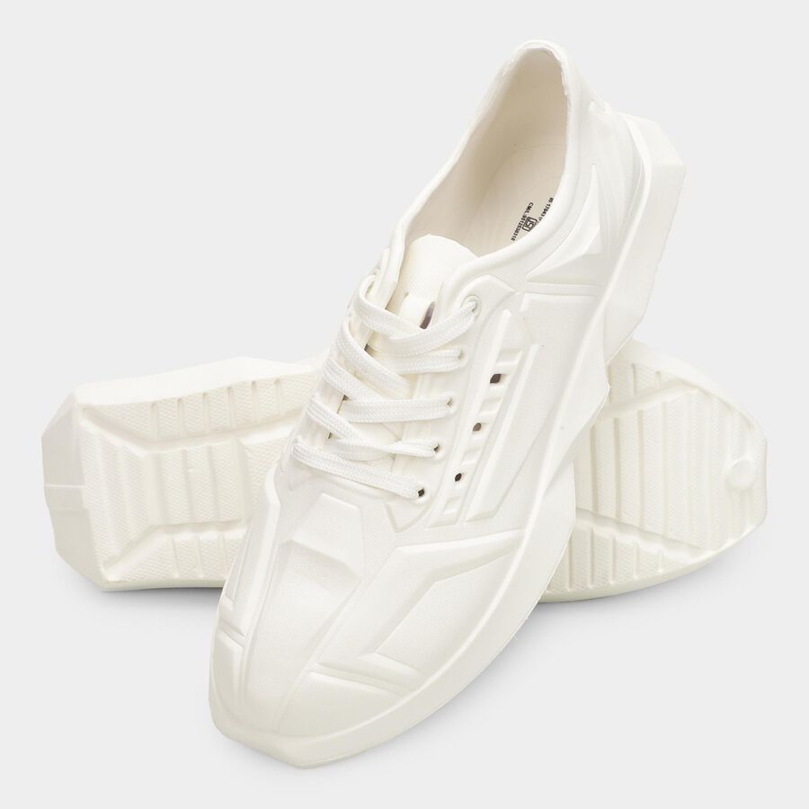 Men's Lace-Up Casual Shoes, White, large image number null