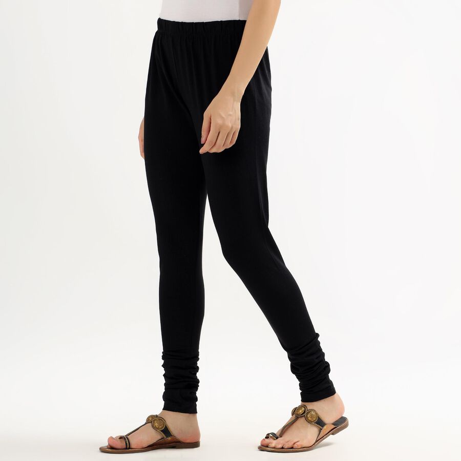 Ladies' Jet Black Skinny Fit Full-Length Churidar, Black, large image number null