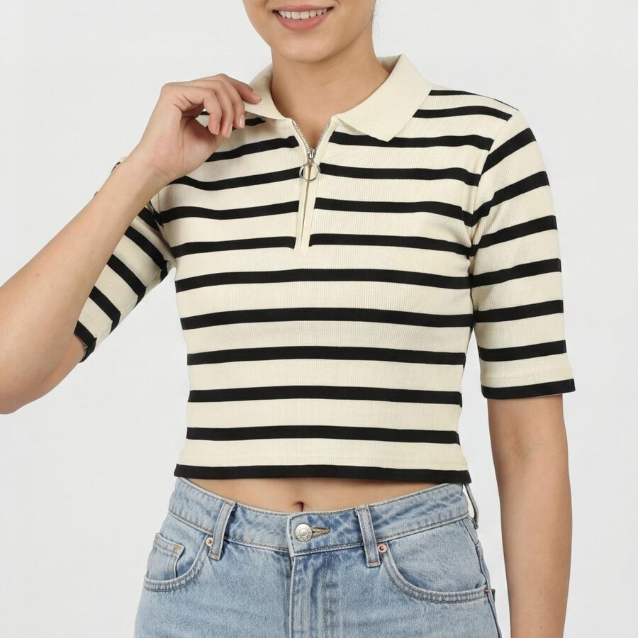 Women's Black Neck Top, Black, large