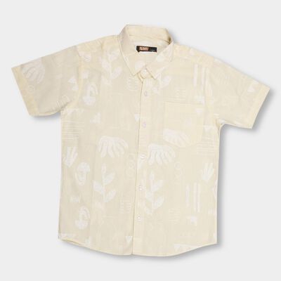 Boys' Light Mustard Yellow Cotton Regular Collar Casual Shirt