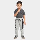 Boys Grey Jogger Typography Printed Pyjama, Melange Light Grey, small