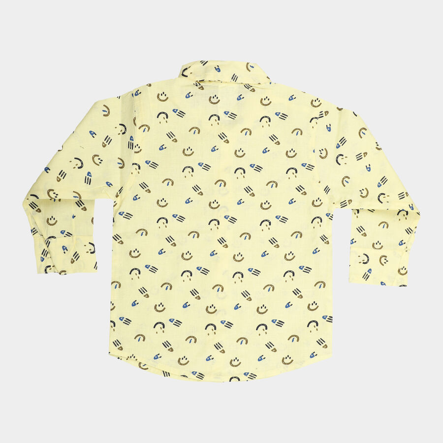 Infants Cotton Printed Casual Shirt, Yellow, large image number null