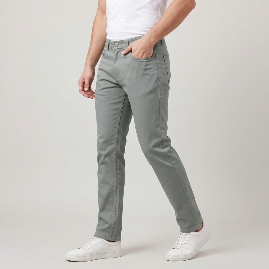 Men's Light Green Slim Fit Solid Jeans, Light Green, large