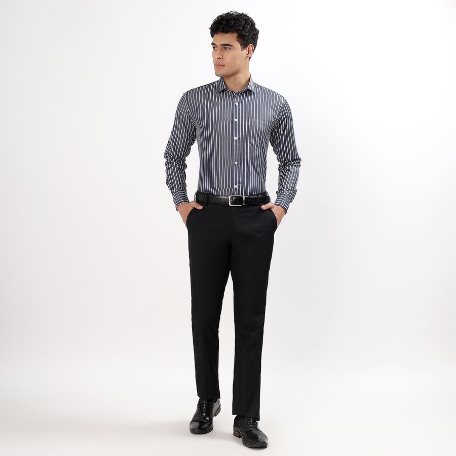 Men's Slim Fit Formal Trousers, काला, large image number null