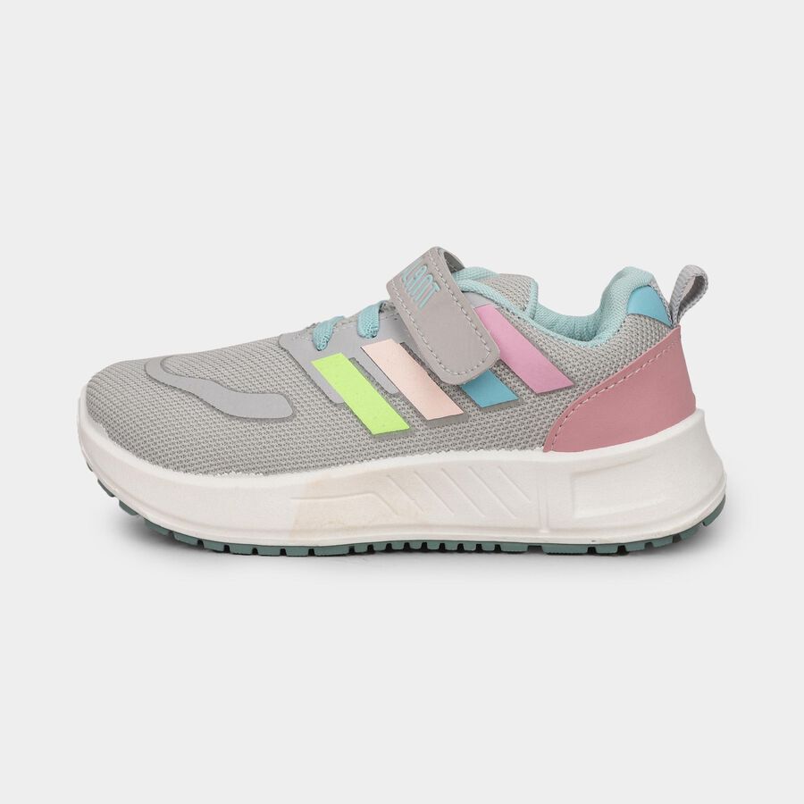 Girls Muted Sage Grey Velcro Casual Sneakers, Green, large image number null