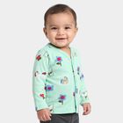 Infants' Mint Green Cotton V-Neck Regular T-Shirt, Light Green, small