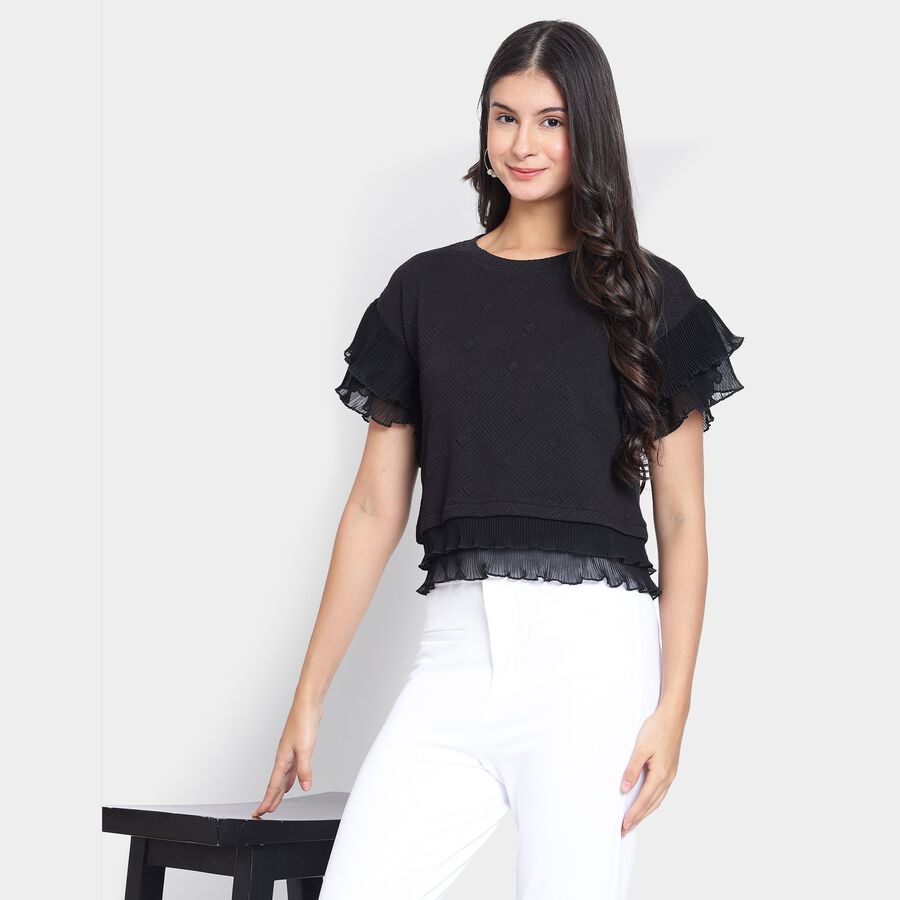 Ladies'  Crop  Top, Black, large image number null