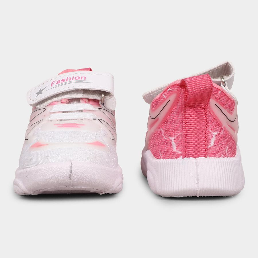 Girls Bright Pink Velcro Casual Shoes, Pink, large