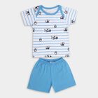 Infant Boys' 100% Cotton Baba Suit , मध्यम नीला, small