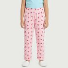 Girls Pink Straight Fit Butterfly Printed Cotton Blend Pyjama, गुलाबी, small