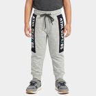 Boys Grey Jogger Typography Printed Pyjama, Melange Light Grey, small