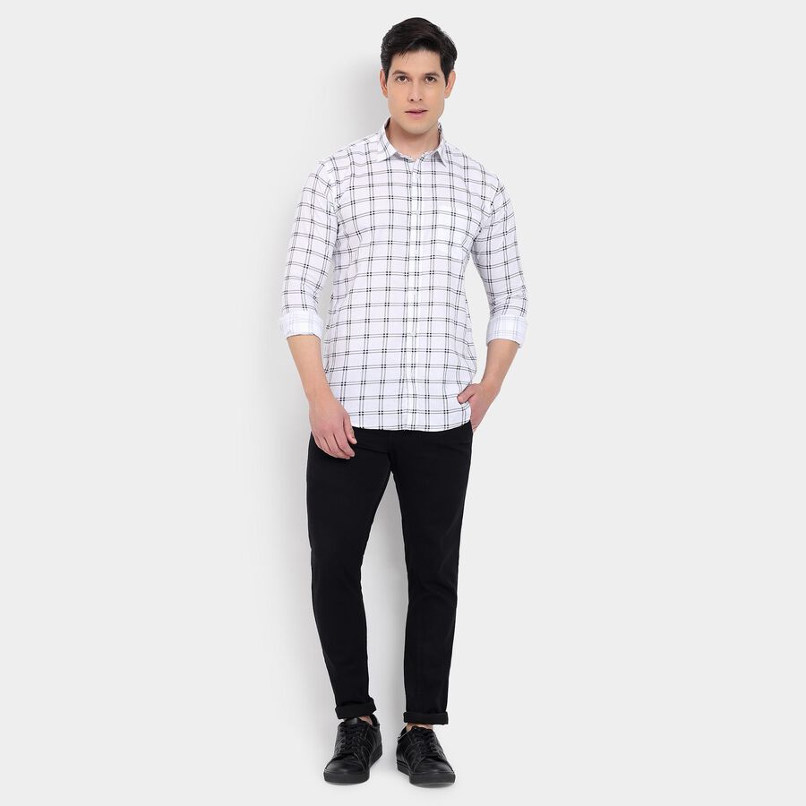Men's 100% Cotton Casual Shirt, White, large