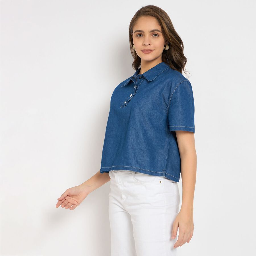 Ladies' Shirt, मध्यम नीला, large image number null