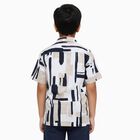 Boys' Rich Eggshell White Cotton Half Sleeve Cuban Collar Casual Shirt, Off White, small image number null