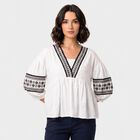 Women White V Neck Shirt, सफ़ेद, small