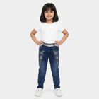 Girls' Navy Blue Regular Fit Butterfly Embroidered Jeans, Dark Blue, small