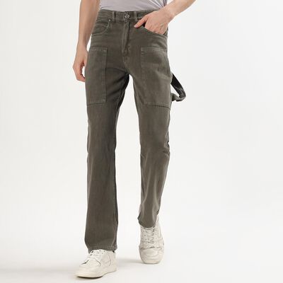 Men's Muted Olive Skinny Fit Utility Style Jeans