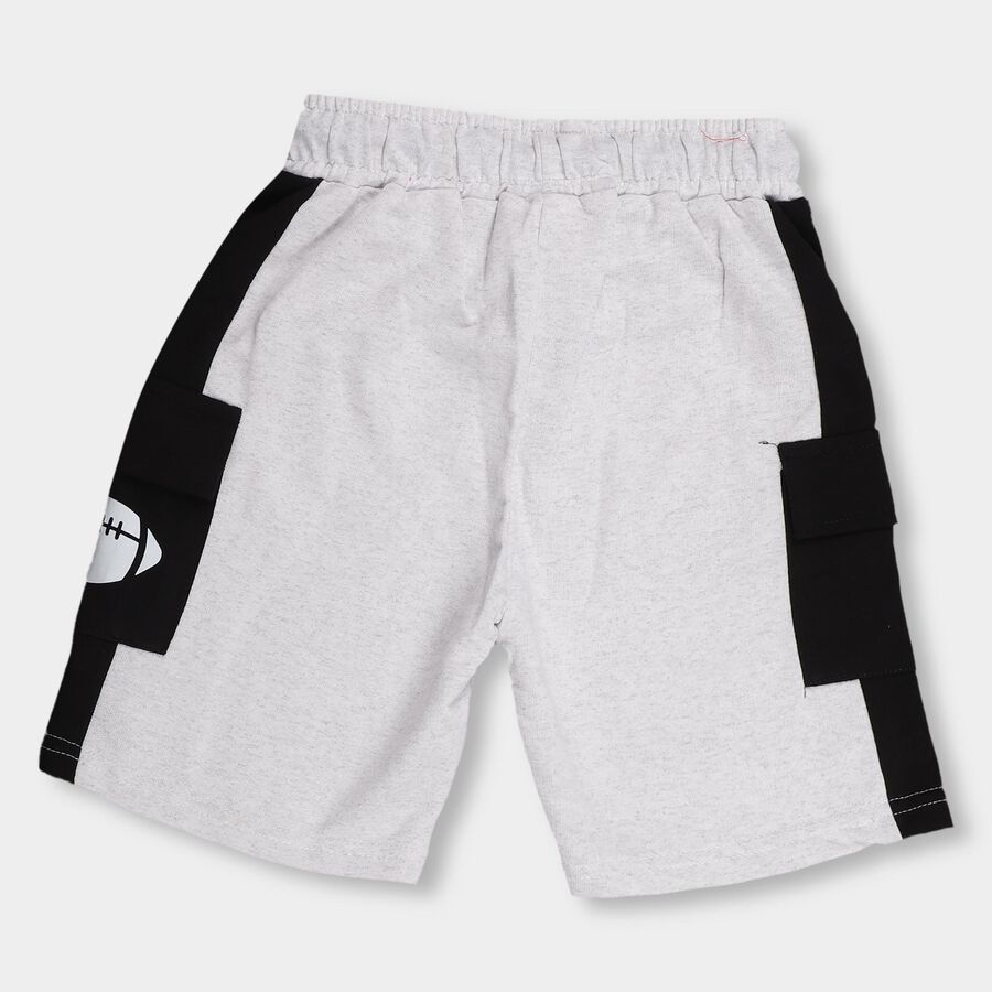 Boys' Light Heather Grey Cargo Style Bermuda Shorts, Ecru Melange, large image number null