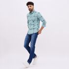 Men's Bright Aqua Blue Cotton Classic Collar Casual Shirt, Aqua, small image number null
