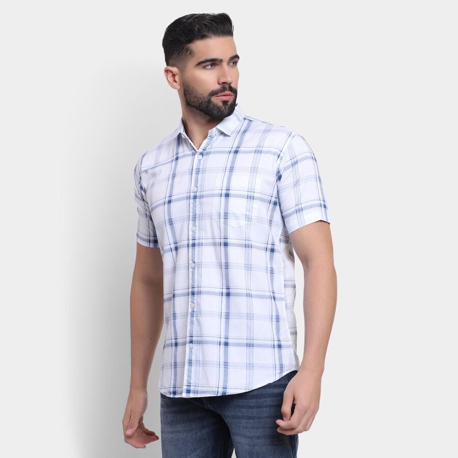 Men's 100% Cotton Casual Shirt, सफ़ेद, large