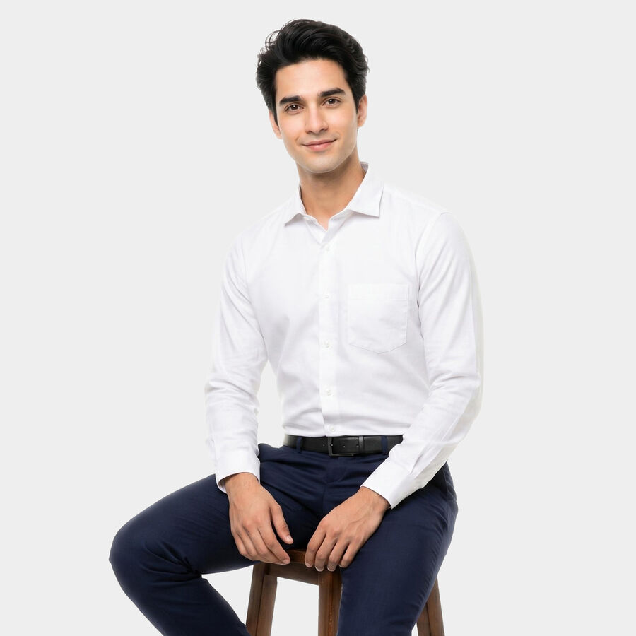 Men's White Formal Shirt, सफ़ेद, large
