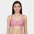 Women's Pink Cotton V-Neck Wireless Bra, Pink, small