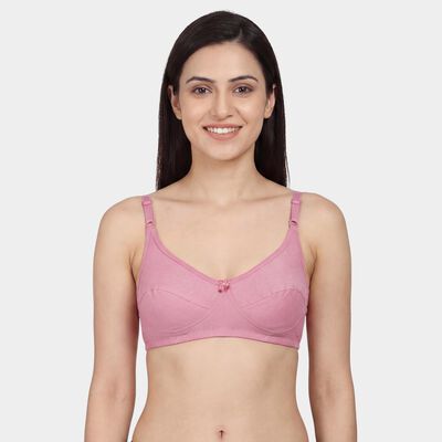 Women's Pink Cotton V-Neck Wireless Bra