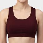 Women's Wine Scoop Neck Athleisure Sports Bra, Wine, small