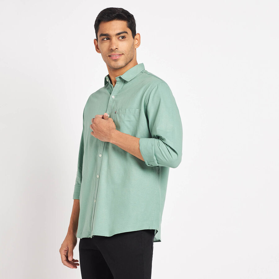 Cotton Solid Casual Shirt, हल्का हरा, large image number null