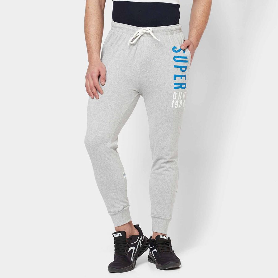 Printed Track Pants, Melange Light Grey, large image number null