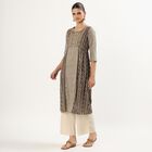 Women's Beige Round Neck Printed Kurta, Beige, small image number null