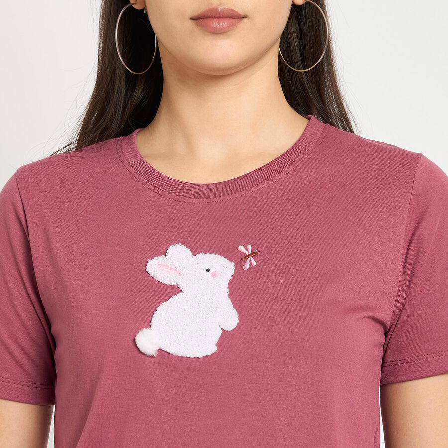 Ladies' Round Neck T-Shirt, Pink, large image number null