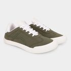 Men's Muted Olive Green Lace-Up Casual Sneakers, ओलिव, small