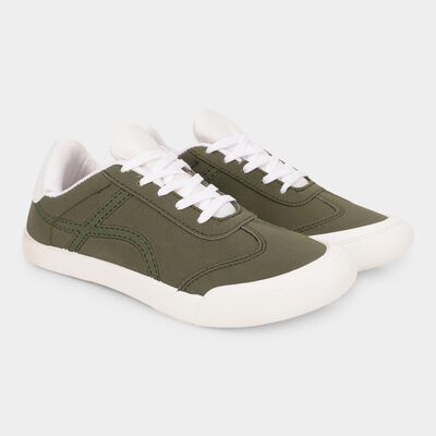 Men's Muted Olive Green Lace-Up Casual Sneakers