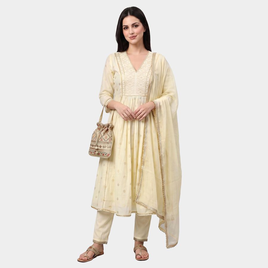 Women's Off White Embroidered Ethnic Set, Off White, large