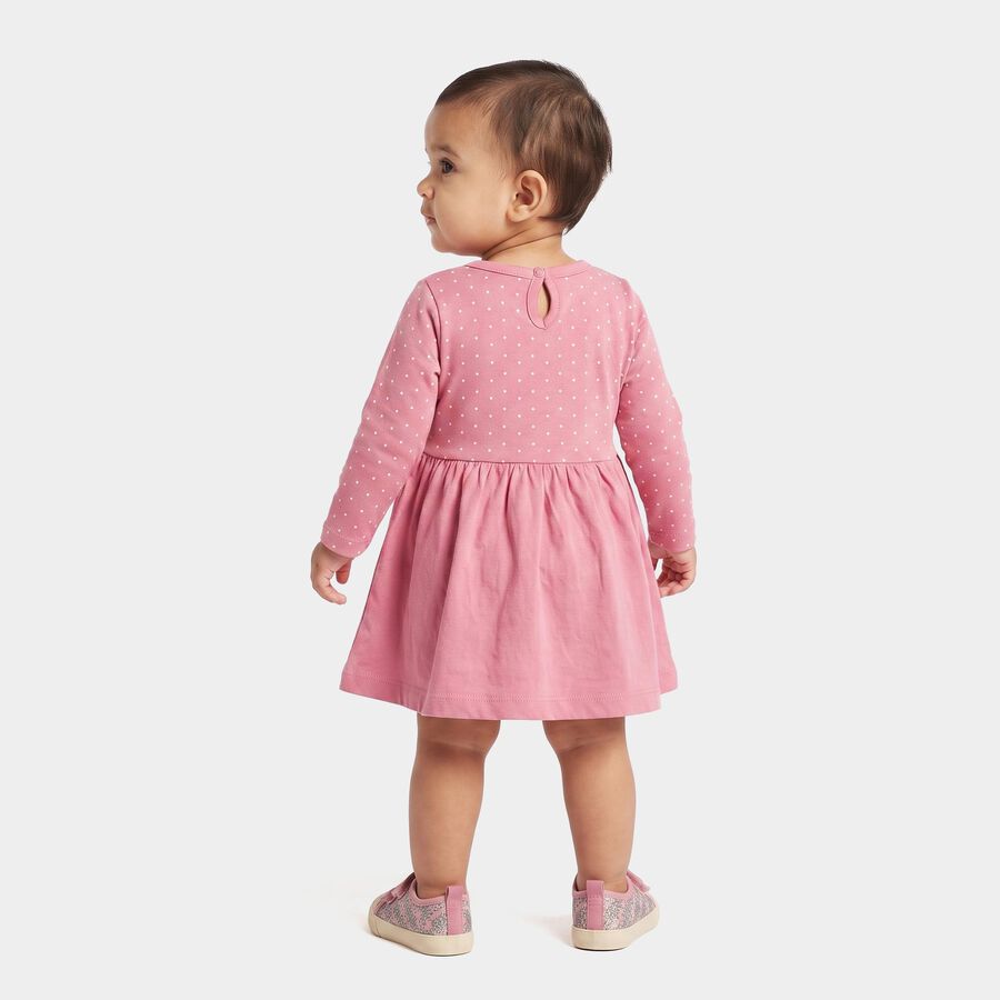 Infants' Purple Fit and Flare Graphic Printed Frock, Purple, large