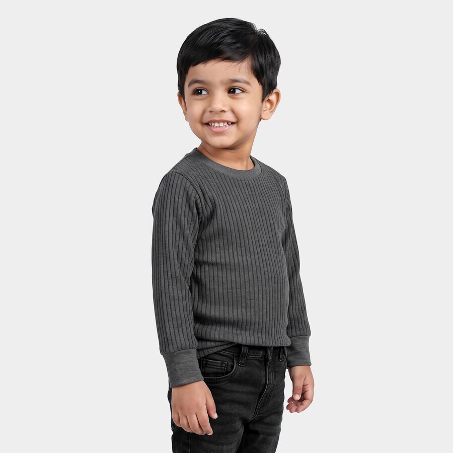 Boys Charcoal Long Sleeve Thermal, चारकोल, large