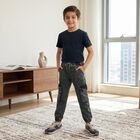 Boys' Black Cargo Fit Washed Jeans, काला, small