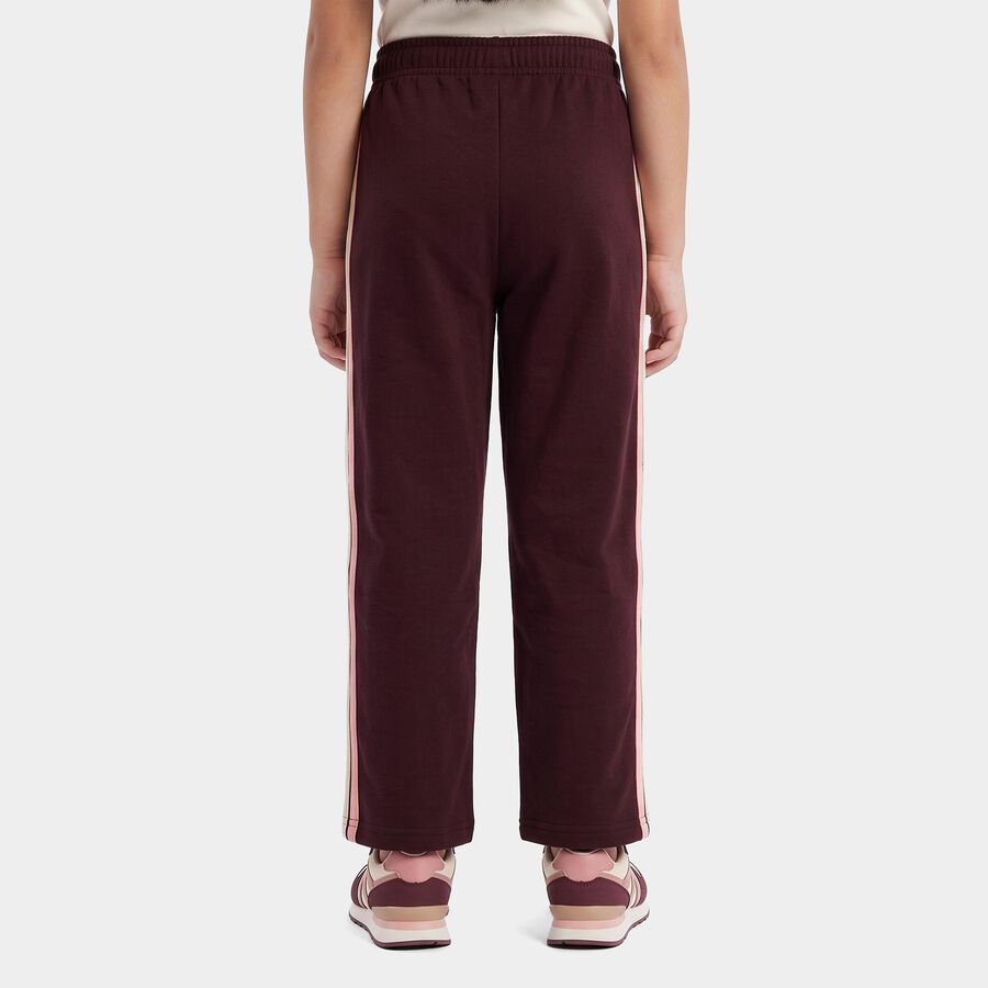 Girls Wine Straight Fit Side Striped Drawstring Winter Pyjama, Wine, large