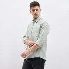 Men's Light Sage Green Cotton Full Sleeve Classic Collar Shirt, Light Green, small image number null